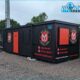 Monnow Site Services have delivered a bespoke 32ft x 10ft Thurston anti-vandal office, painted in the livery of Yate United Football Club.